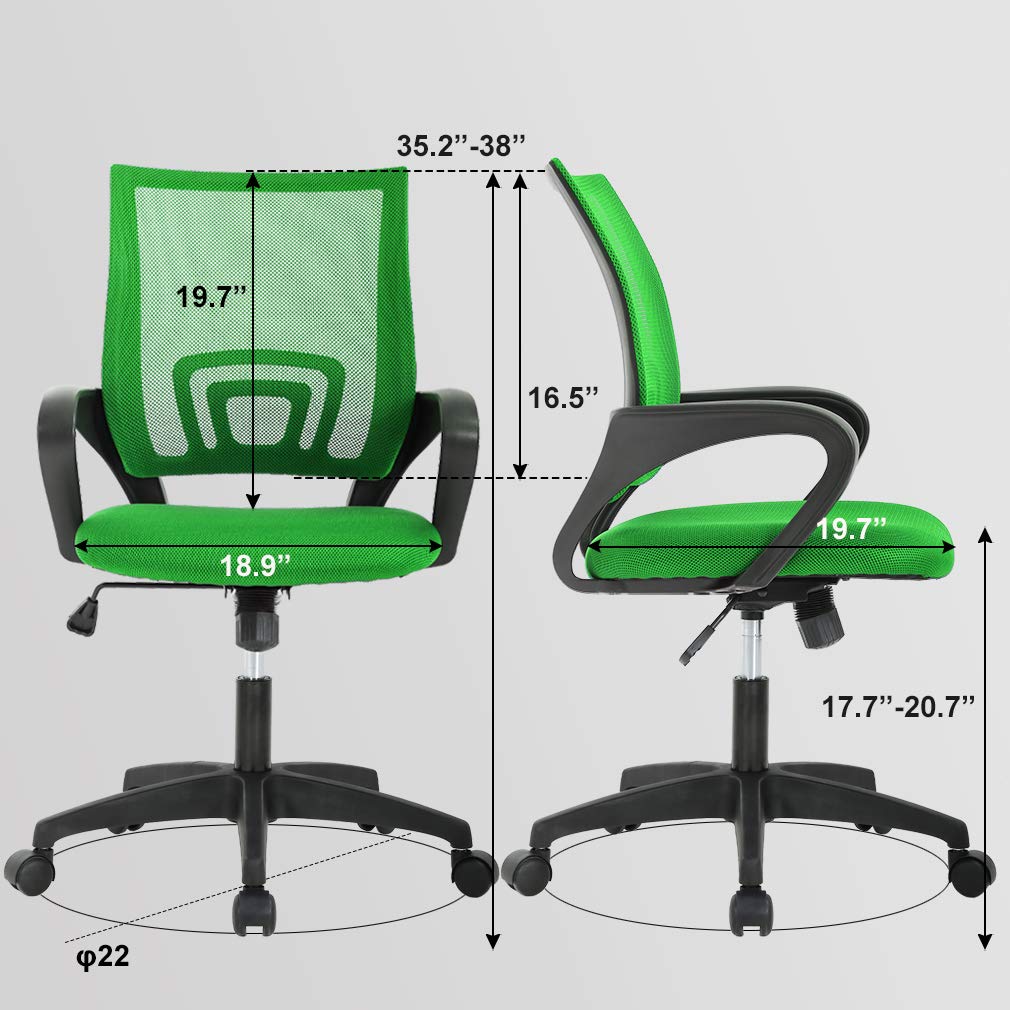 BestOffice Ergonomic Mid-Back Office Chair, Black