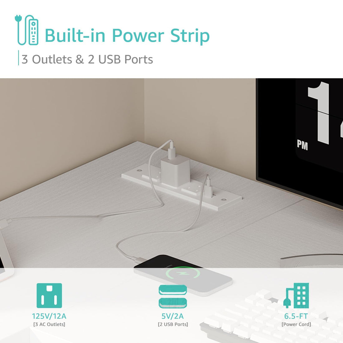 Lufeiya 40" White L-Shaped Desk