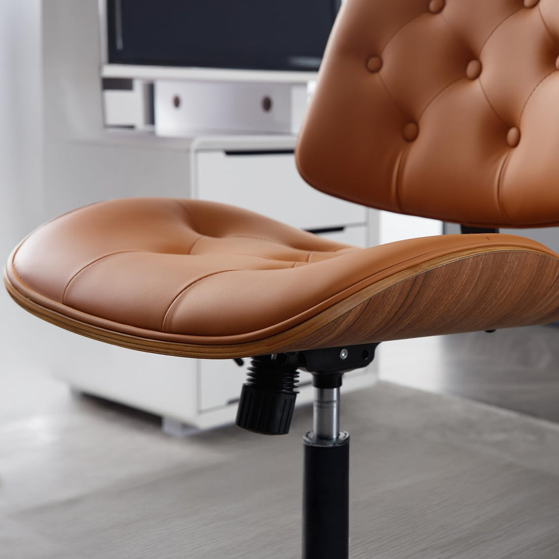 Armless Office Chair with Wheels, Beige
