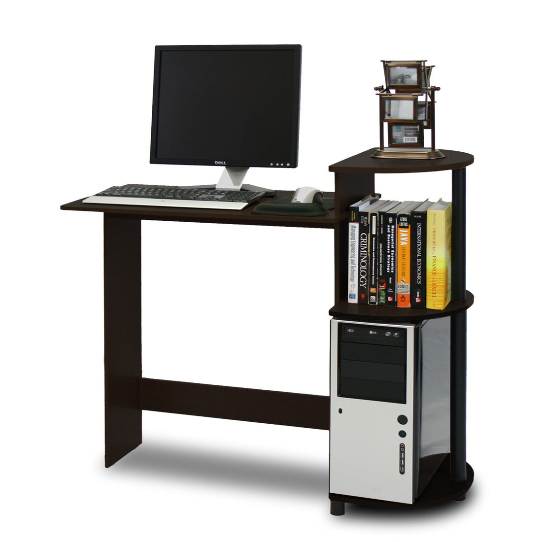 Furinno Compact Computer Desk, Walnut/Black