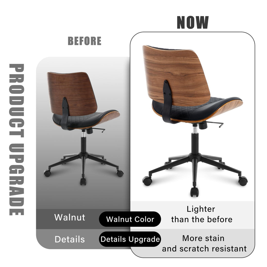 Armless Office Chair with Wheels, Beige