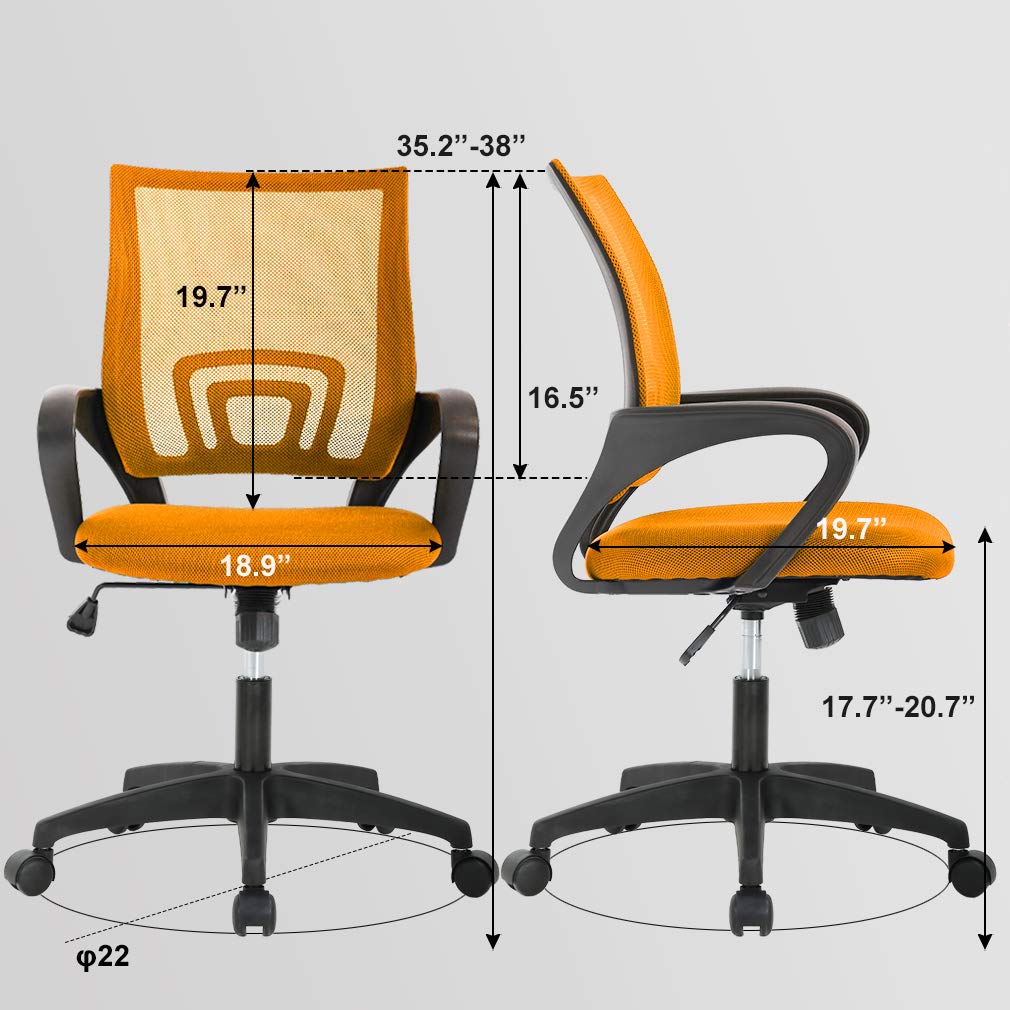 BestOffice Ergonomic Mid-Back Office Chair, Black