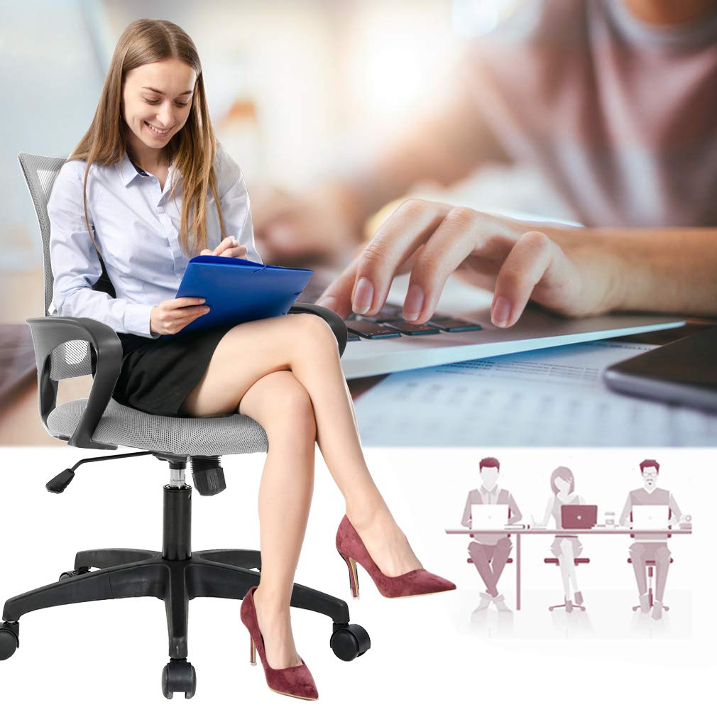 BestOffice Ergonomic Mid-Back Office Chair, Black