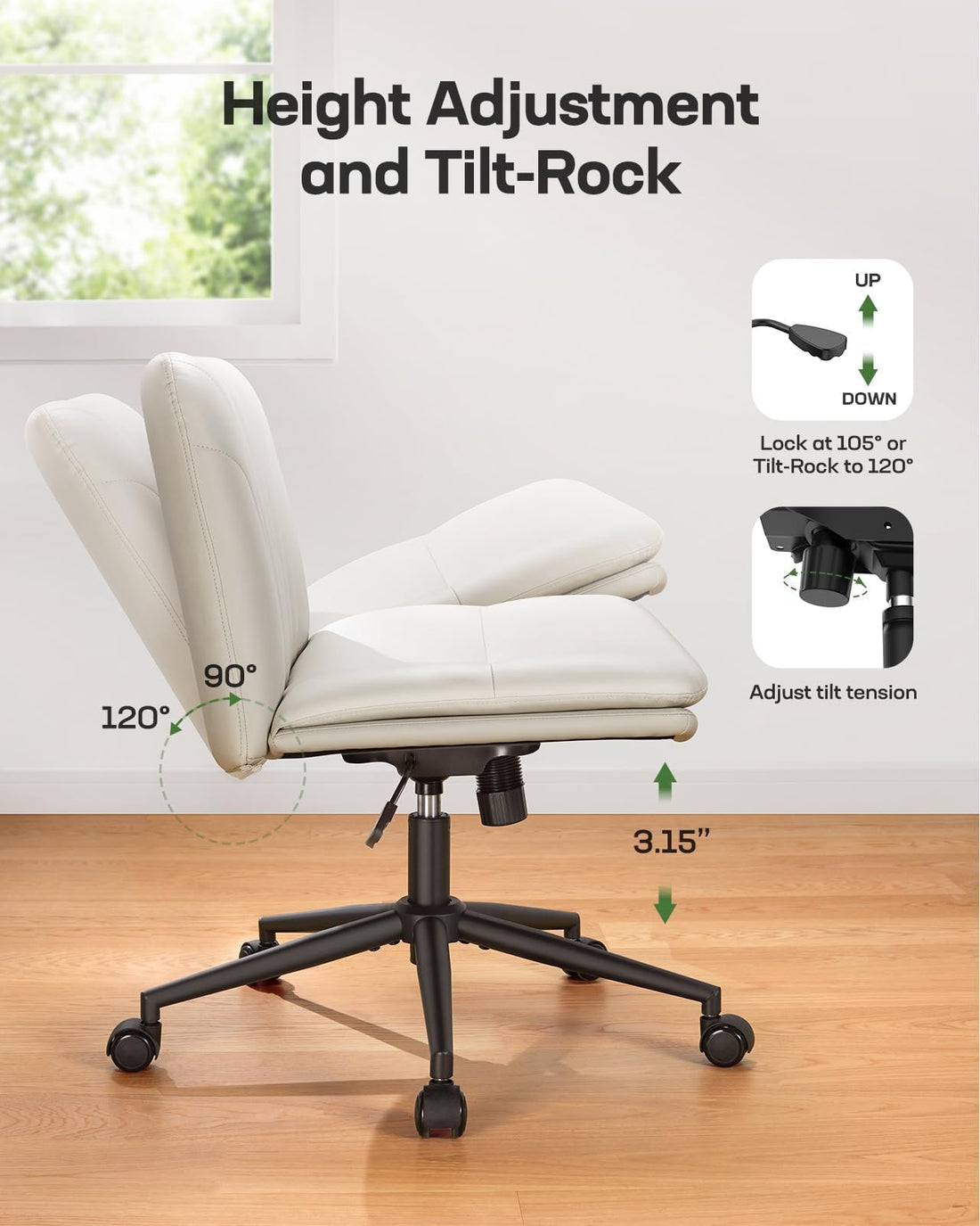 Marsail Armless Office Chair, Light Beige