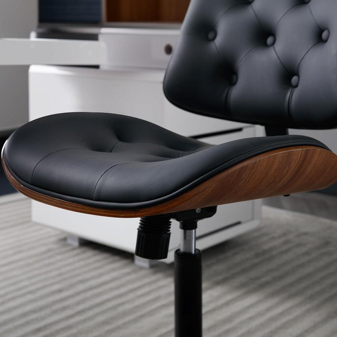 Armless Office Chair with Wheels, Beige