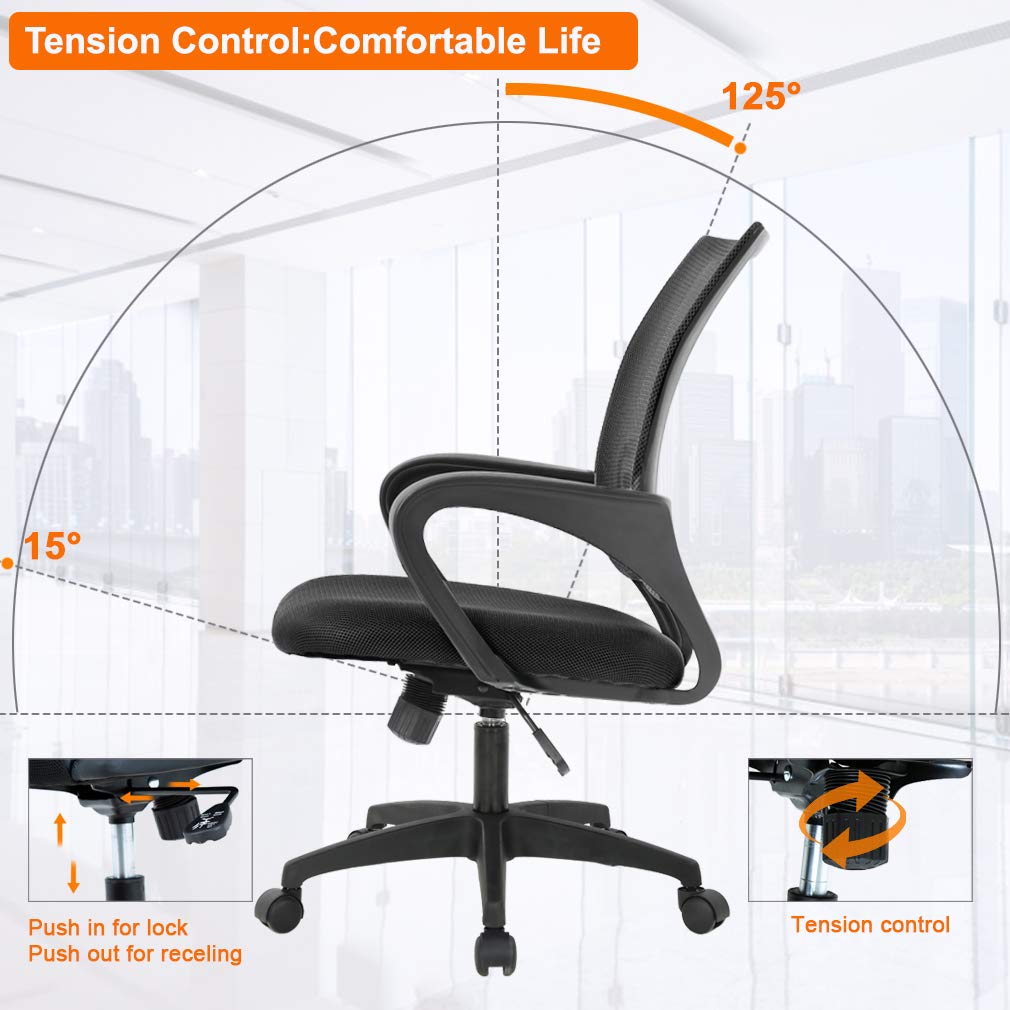BestOffice Ergonomic Mid-Back Desk Chair – Black