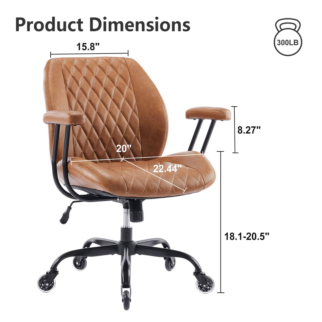 YFO Brown Leather Ergonomic Office Chair