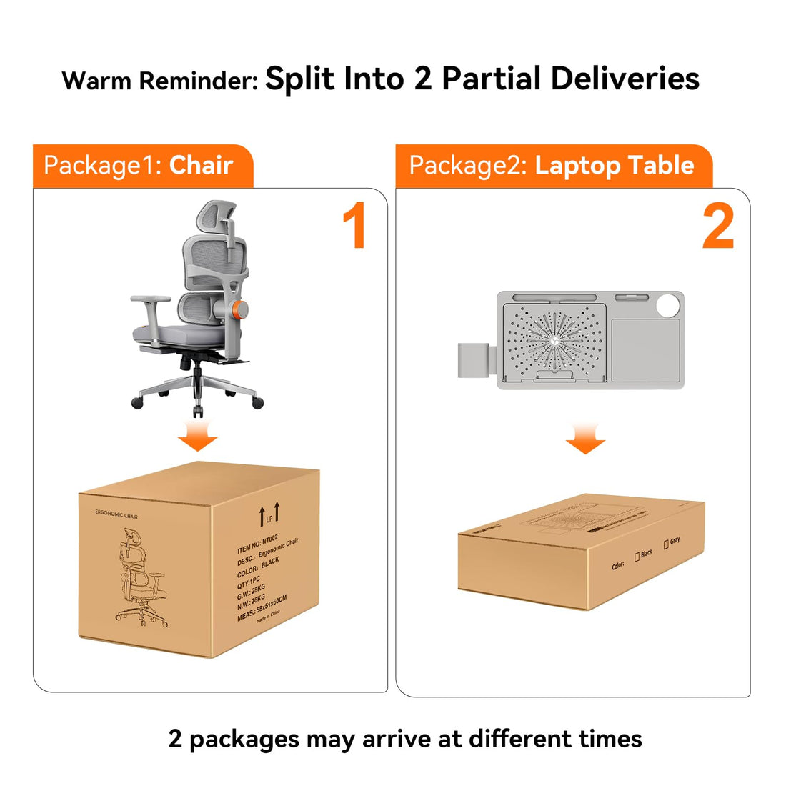 Newtral Ergonomic Office Chair with Footrest, Gray