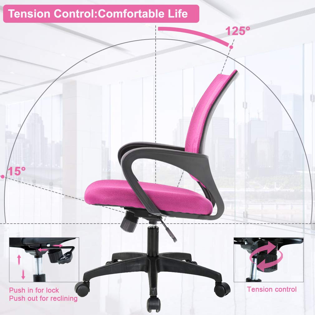 BestOffice Ergonomic Mid-Back Office Chair, Black