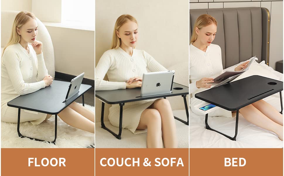 Extra Large 28"x16" Foldable Laptop Bed & Floor Table – Brown