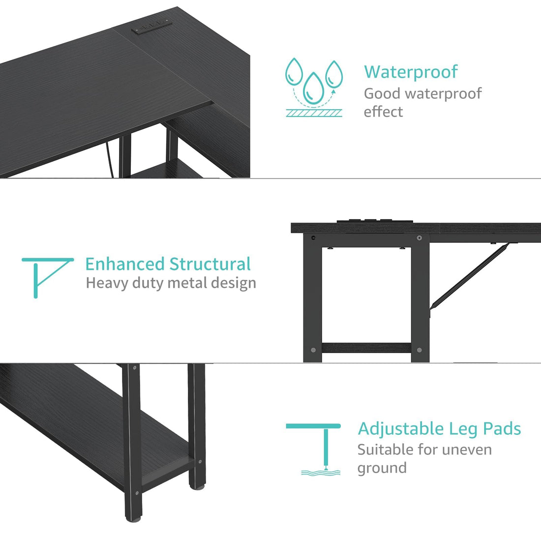 Lufeiya 40" White L-Shaped Desk