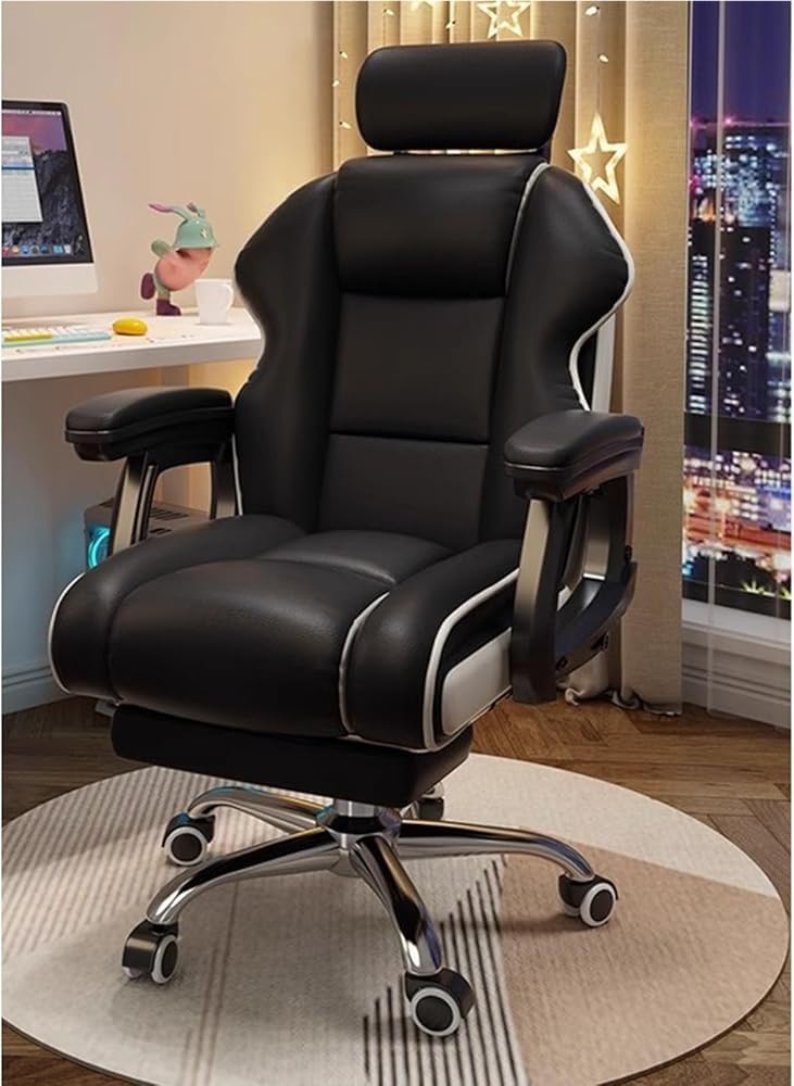 Ergonomic Executive Office Chair with Footrest, Black