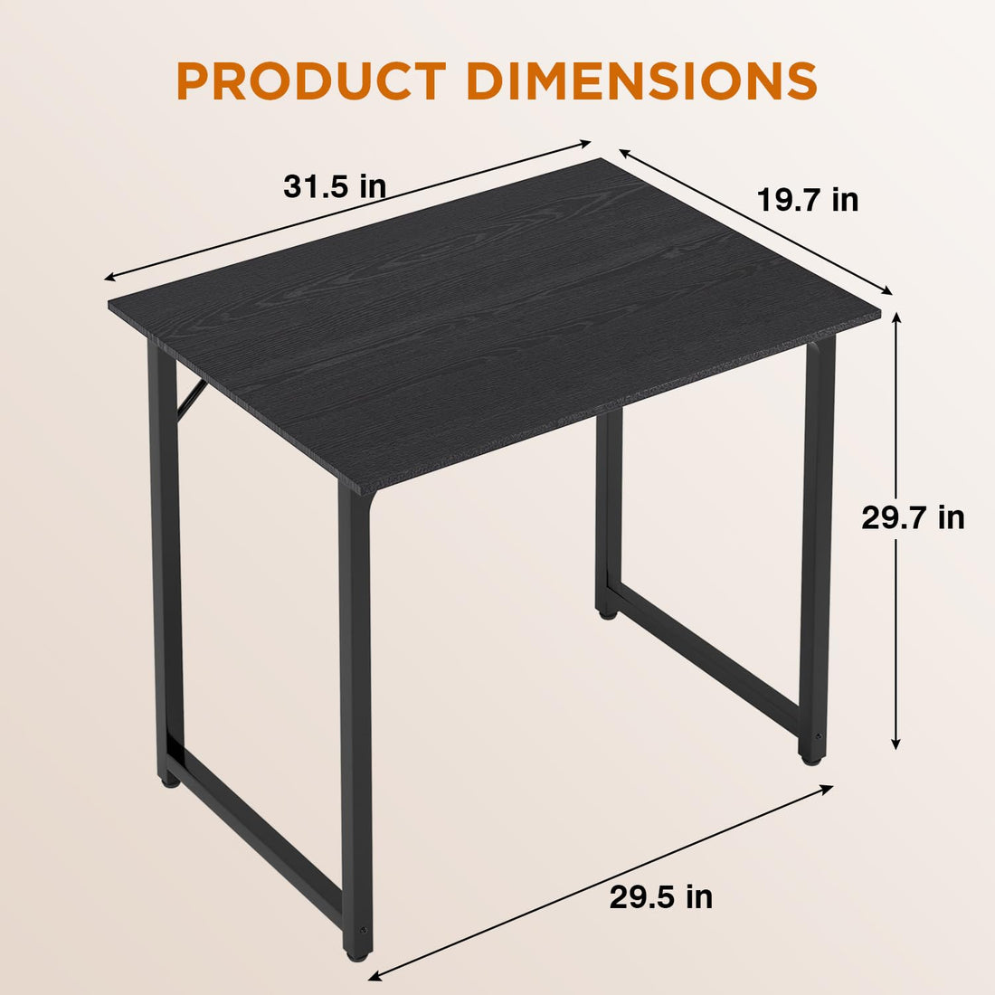 PayLessHere 32" Black Computer Desk with Metal Frame