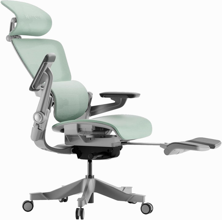 Ergonomic Office Chair with Footrest, Green