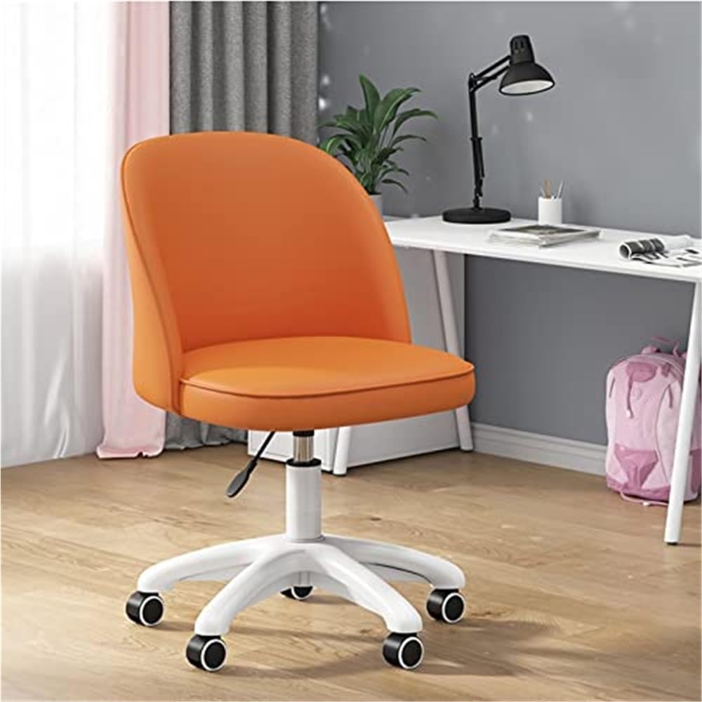 PU Leather Swivel Vanity Desk Chair, White