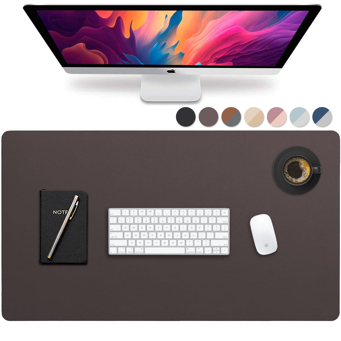 Leather Desk Pad 36"x20" – Dual-Sided Waterproof Mat, Black