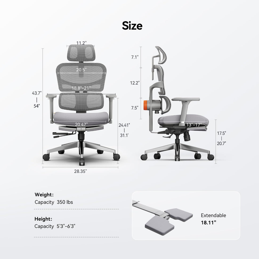 Newtral Ergonomic Office Chair, Gray