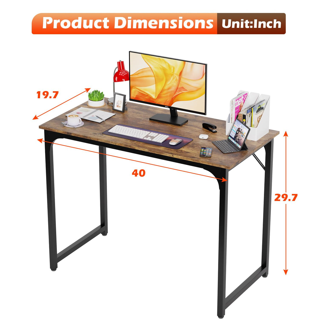 PayLessHere 32" Black Computer Desk with Metal Frame