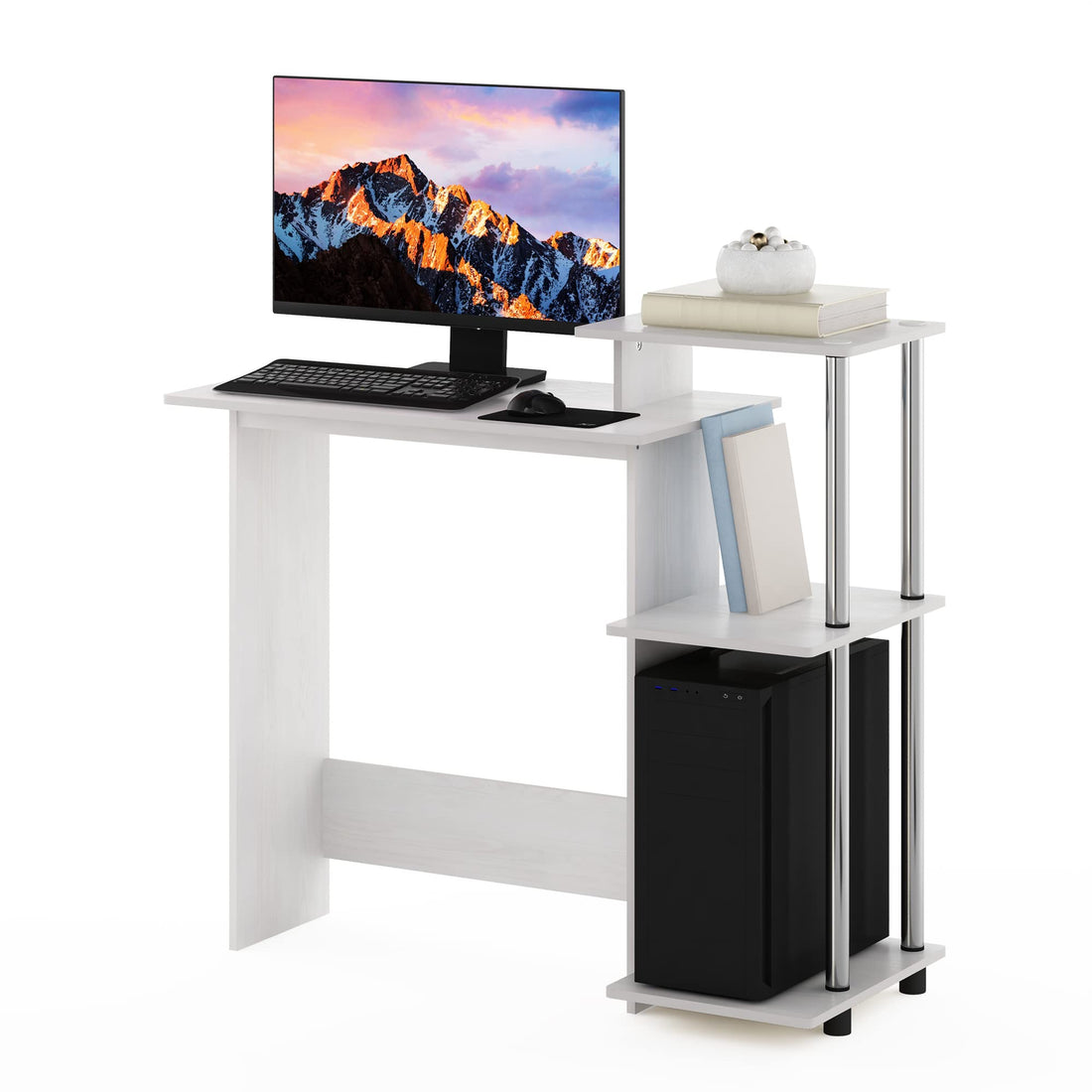 Furinno Compact Computer Desk, Walnut/Black