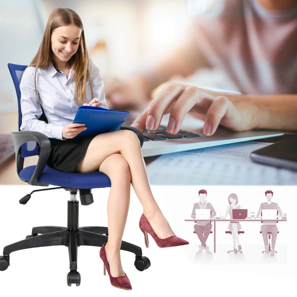BestOffice Ergonomic Mid-Back Office Chair, Black