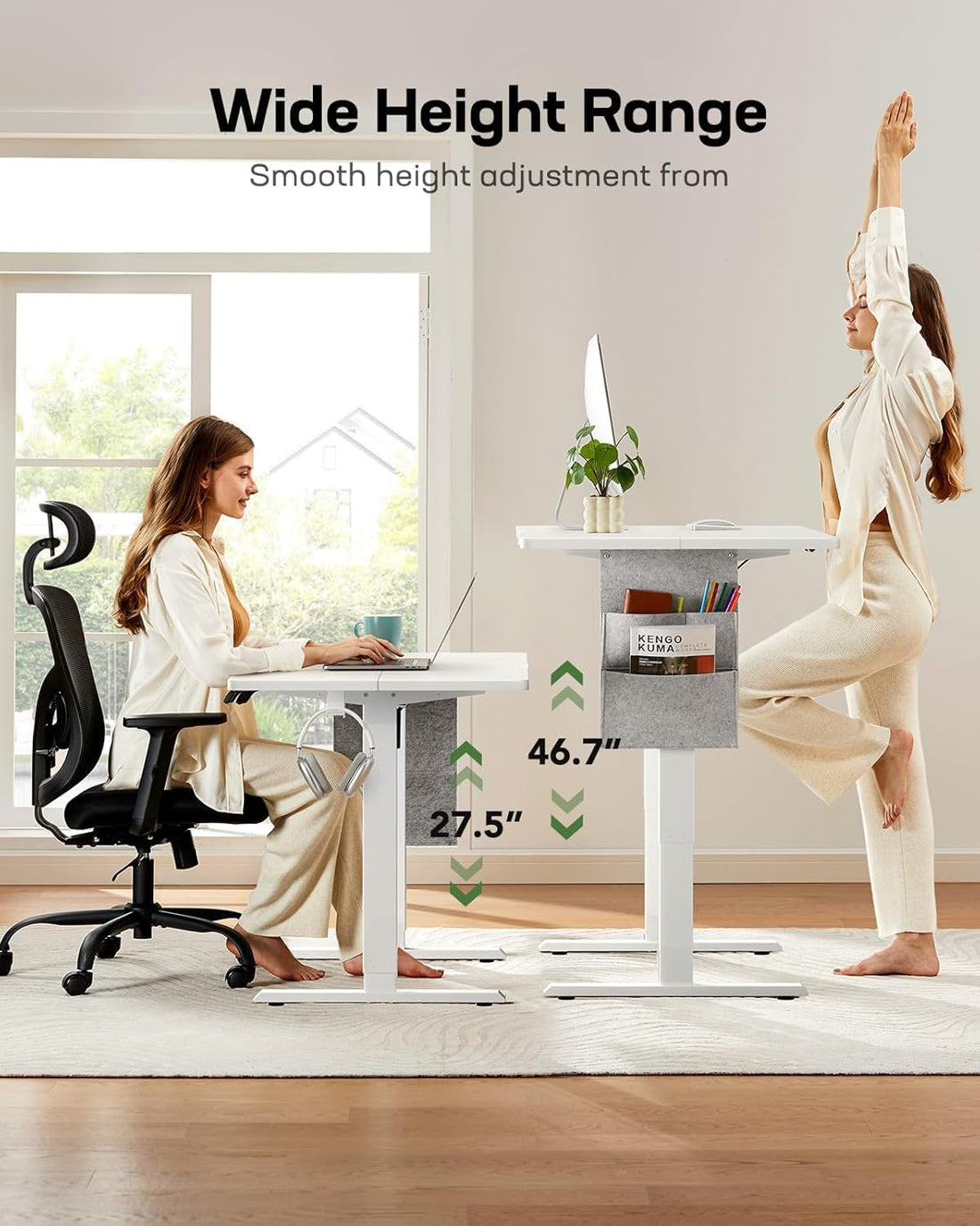 HUANUO 32" Electric Standing Desk, Light Walnut