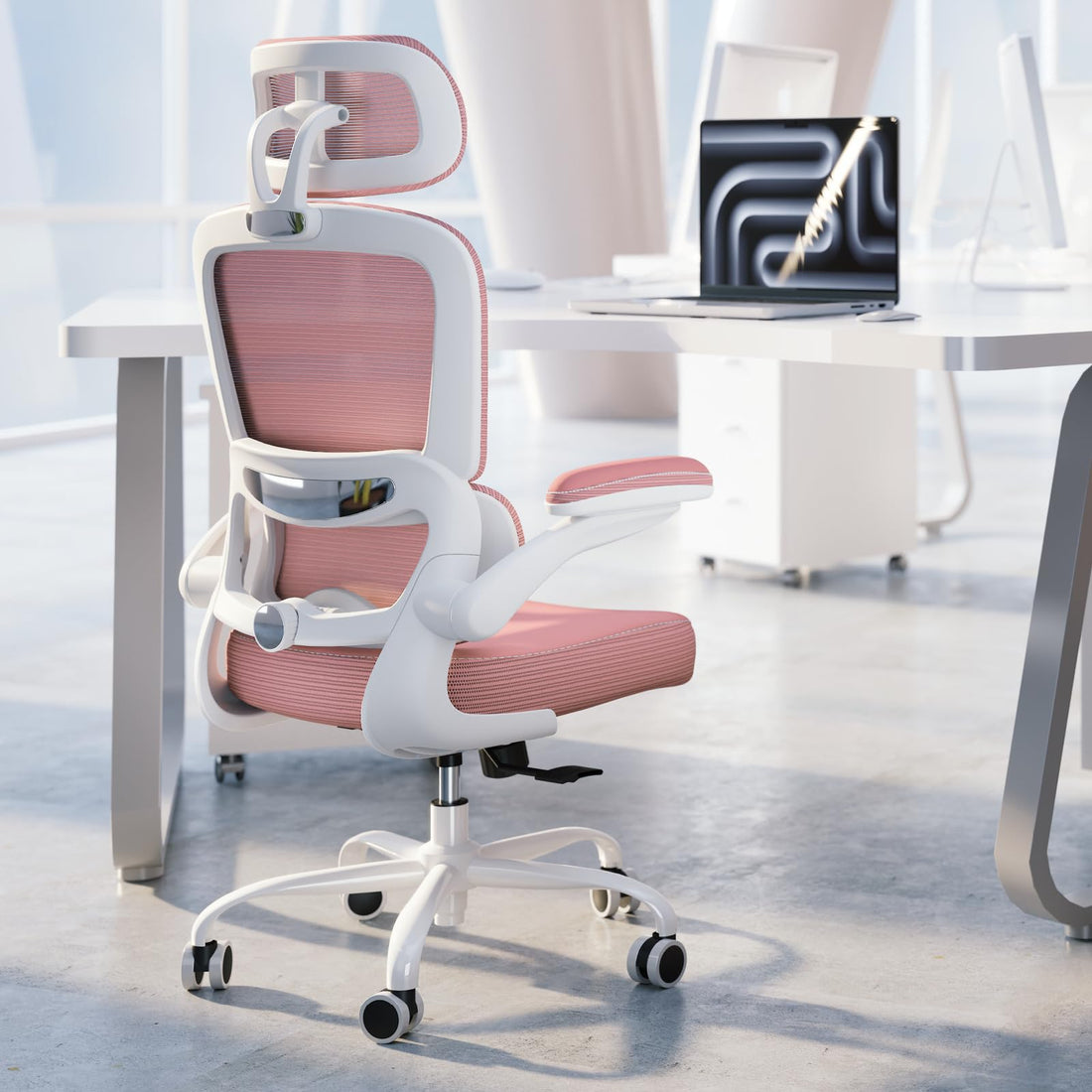 TRALT Ergonomic Office Chair, White Leather