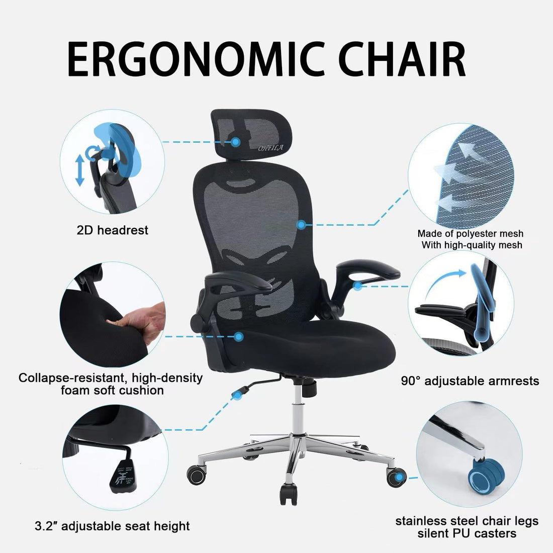 Ergonomic Mesh Office Chair, Black