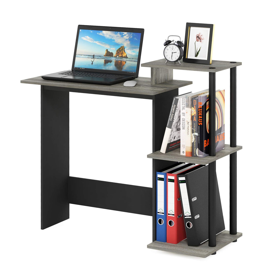 Furinno Compact Computer Desk, Walnut/Black