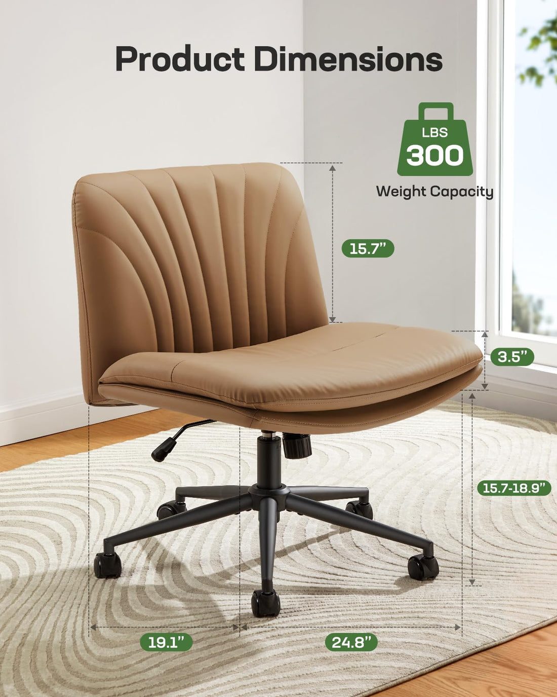 Marsail Armless Office Chair, Light Beige