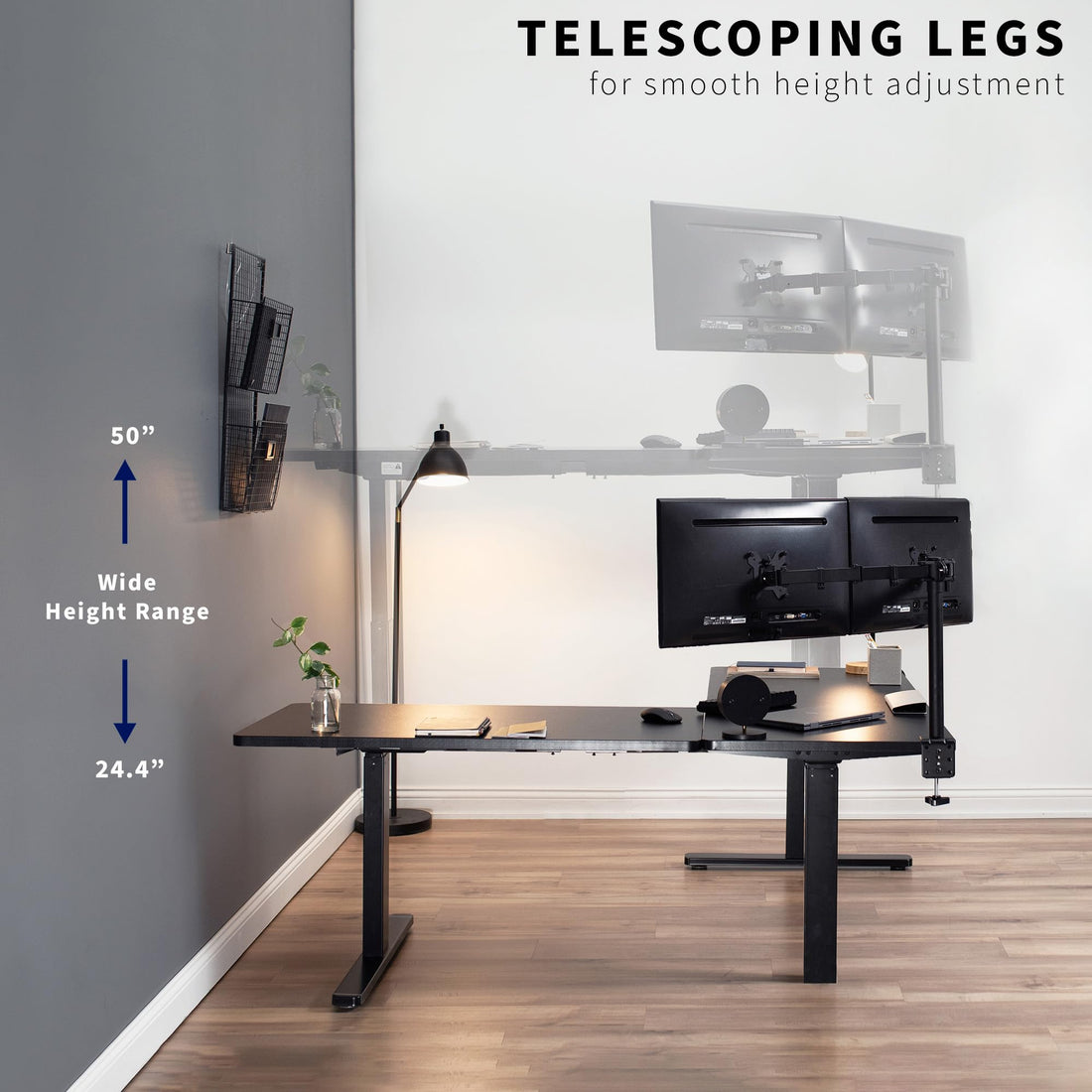 VIVO 83"x60" L-Shaped Electric Height Adjustable Desk
