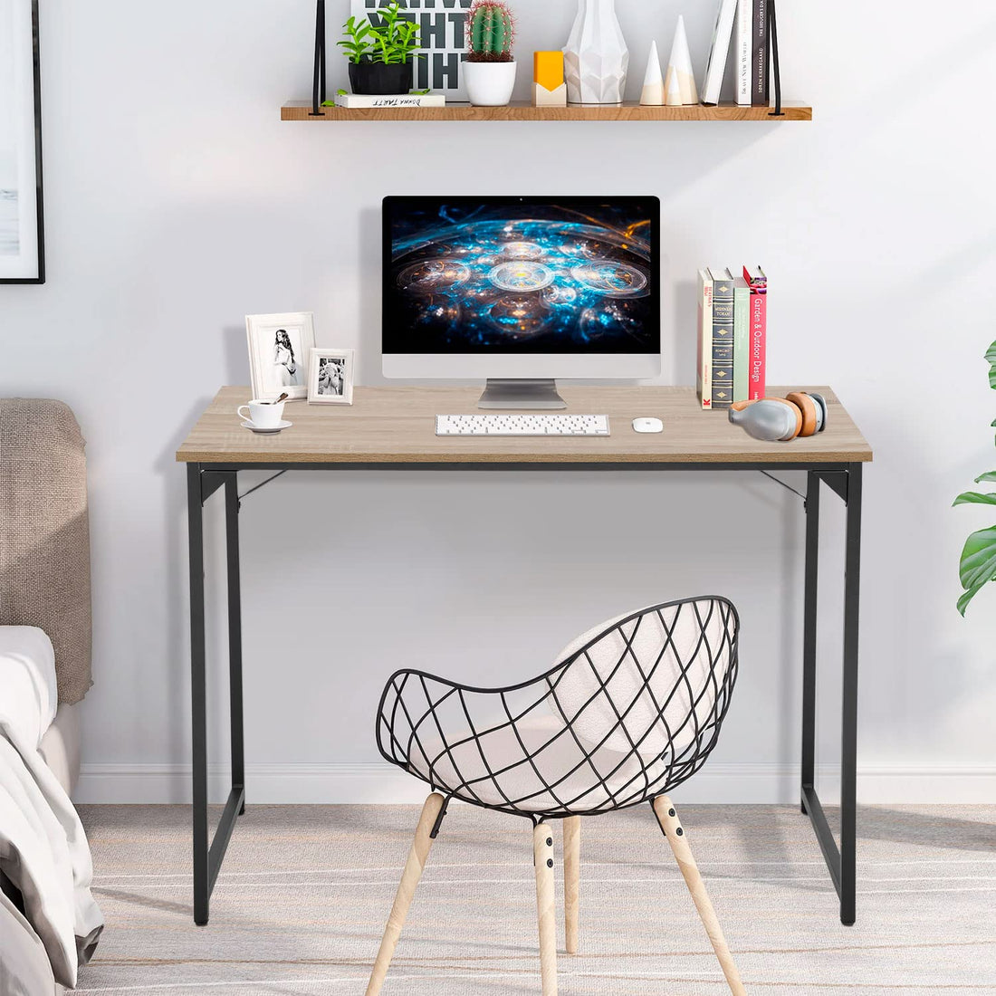 PayLessHere 32" Black Computer Desk with Metal Frame