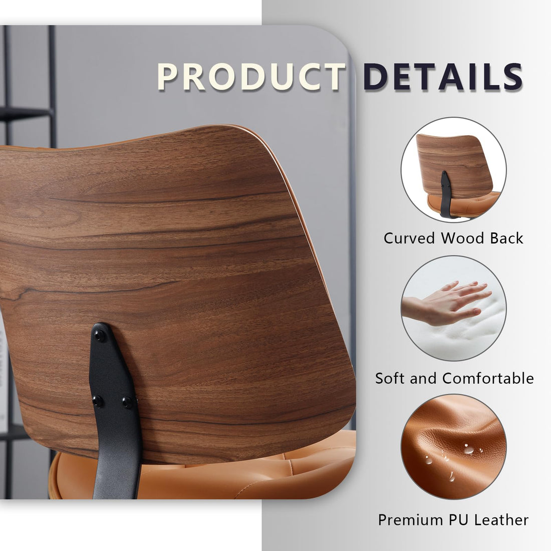 Armless Office Chair with Wheels, Beige