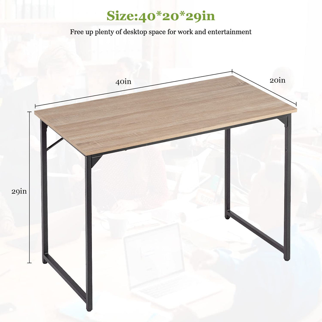 PayLessHere 32" Black Computer Desk with Metal Frame