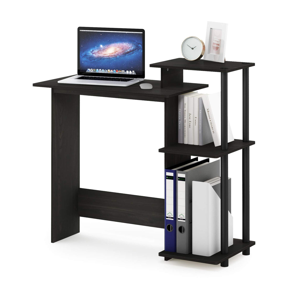 Furinno Compact Computer Desk, Walnut/Black