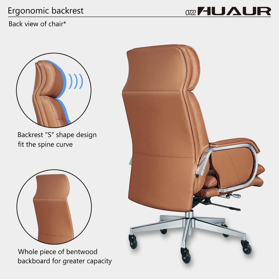 Leather High-Back Executive Chair, Brown