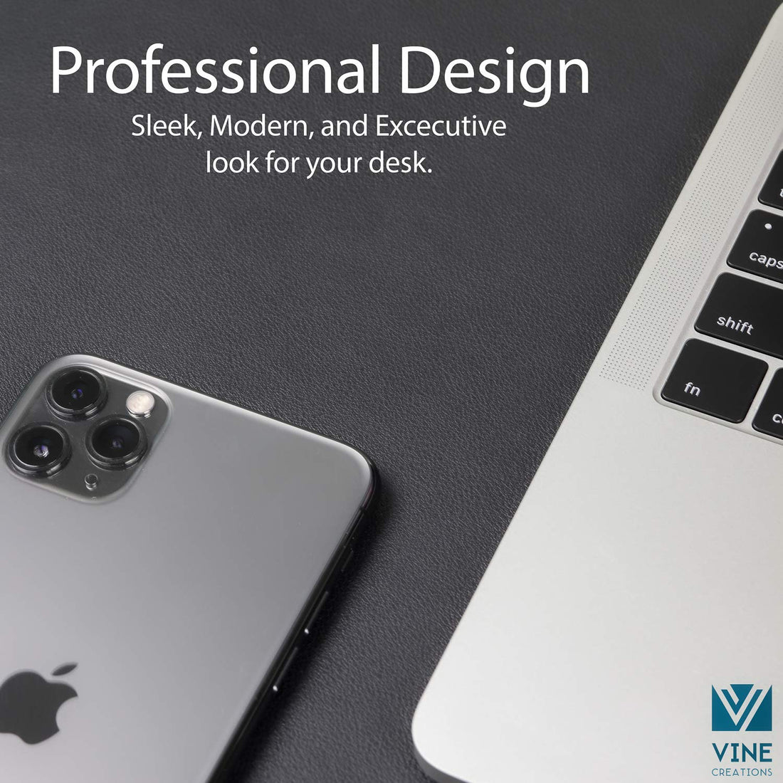 Leather Desk Pad 36"x20" – Dual-Sided Waterproof Mat, Black