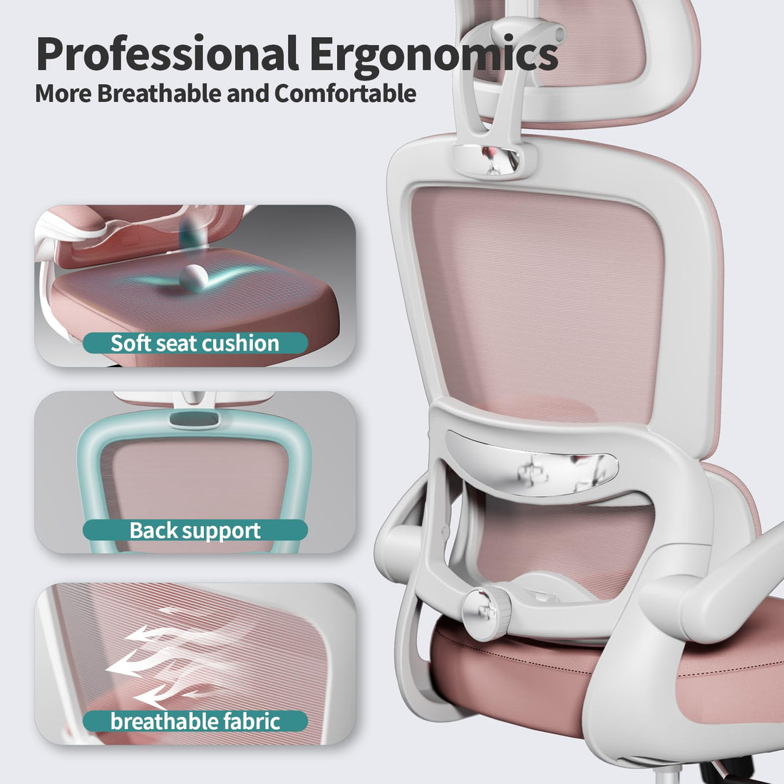 TRALT Ergonomic High Back Office Chair, Black