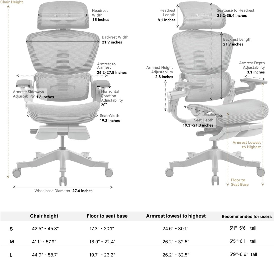 Ergonomic Office Chair with Footrest, Green