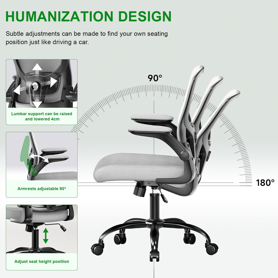 Ergonomic Mesh Office Chair, Grey