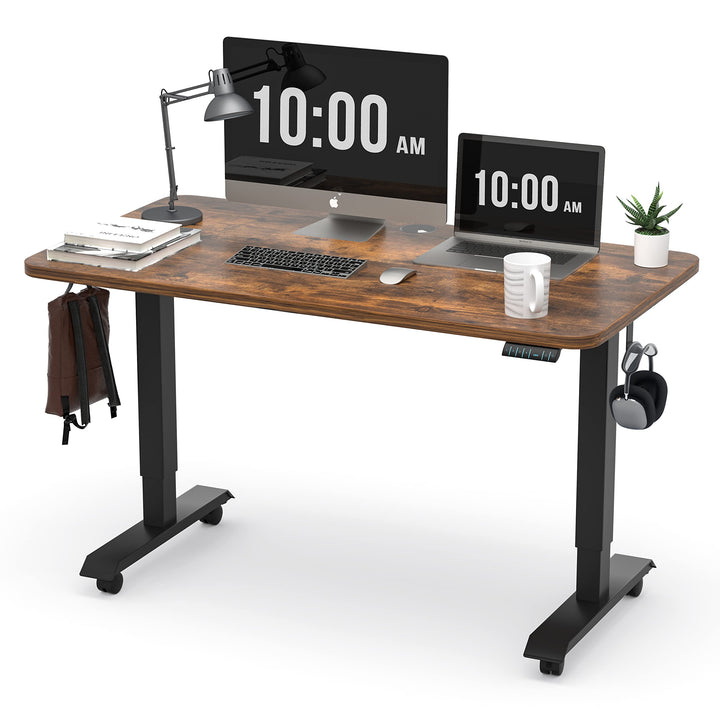 Monomi 63"x28" Electric Standing Desk, Rustic Brown/Black