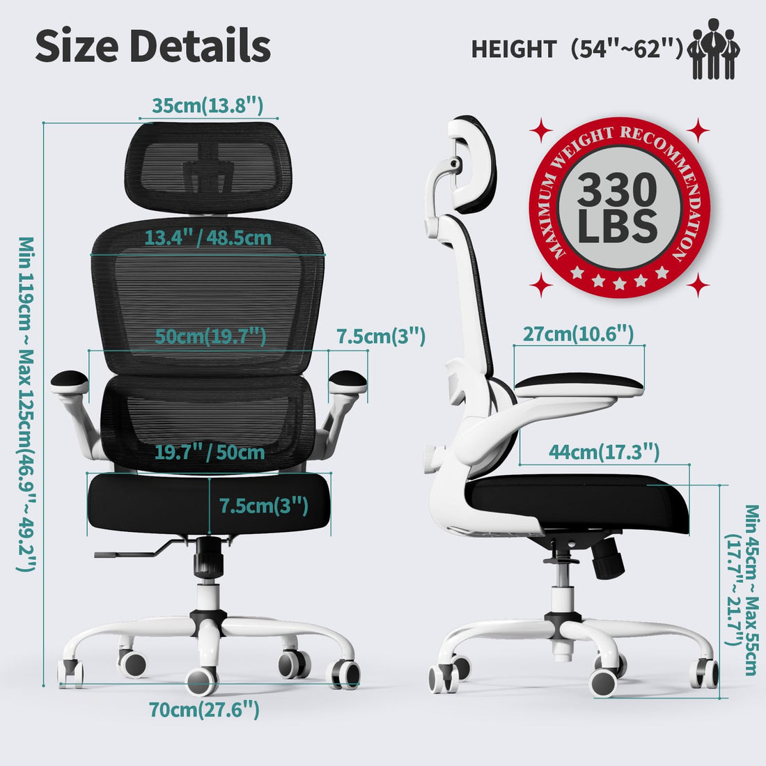TRALT Ergonomic High Back Office Chair, Black