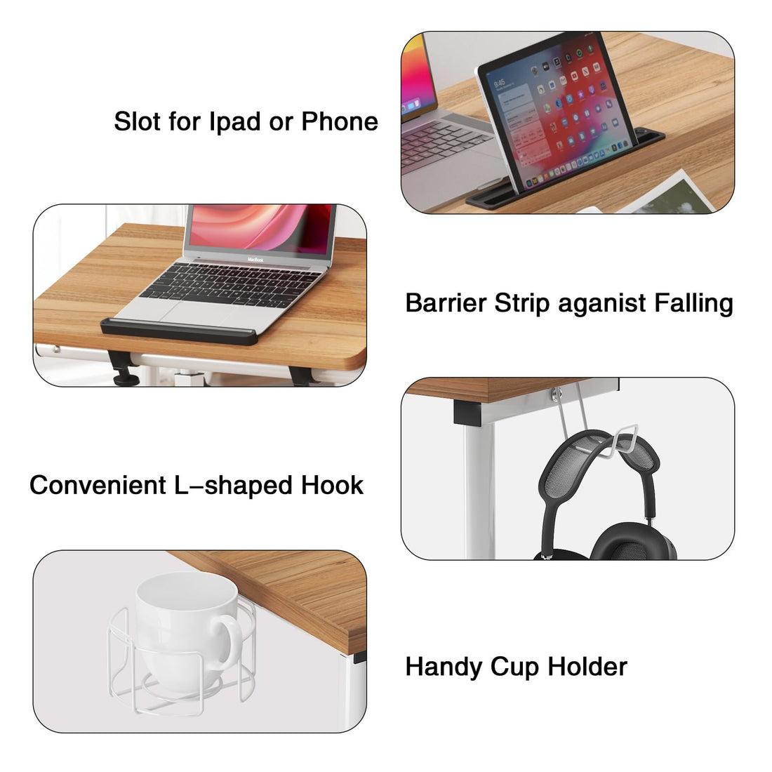 soges Rolling Standing Desk with Wheels, Oak