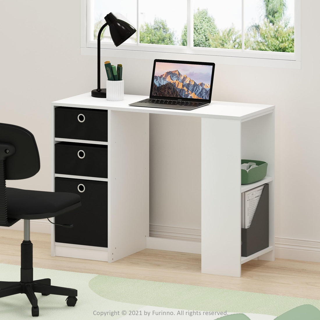 Furinno Econ Computer Desk – Light Cherry/Black