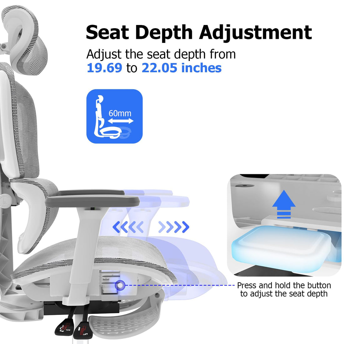 Ergonomic Mesh Office Chair with 3D Armrest, Black