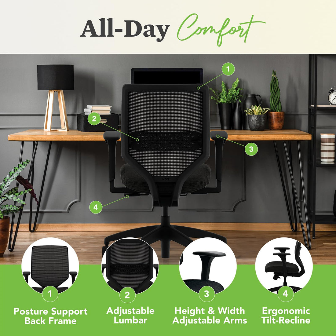 HON Solve Ergonomic Mesh Office Chair, Black
