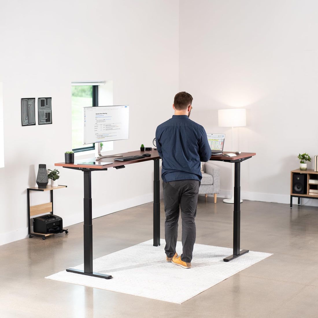 VIVO 83"x60" L-Shaped Electric Height Adjustable Desk