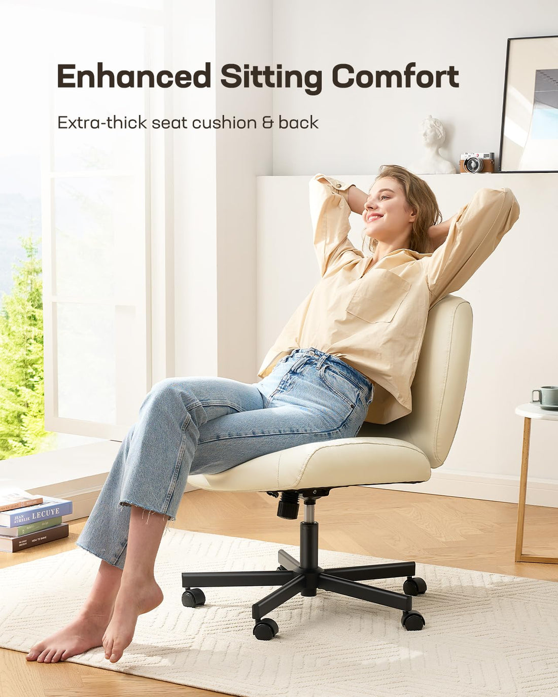 Marsail Armless Office Chair, Light Beige