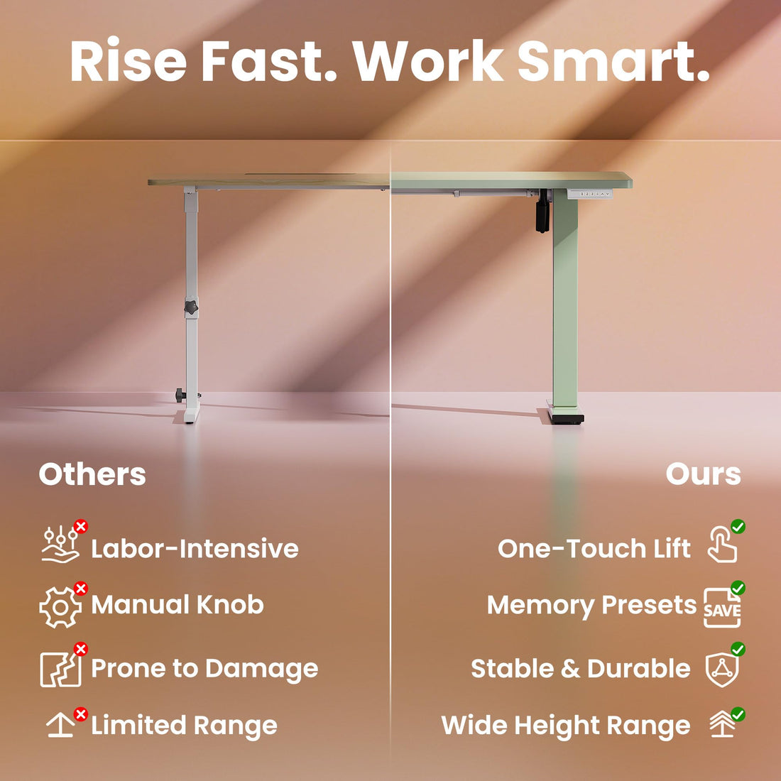 HUANUO 32" Electric Standing Desk, Light Walnut