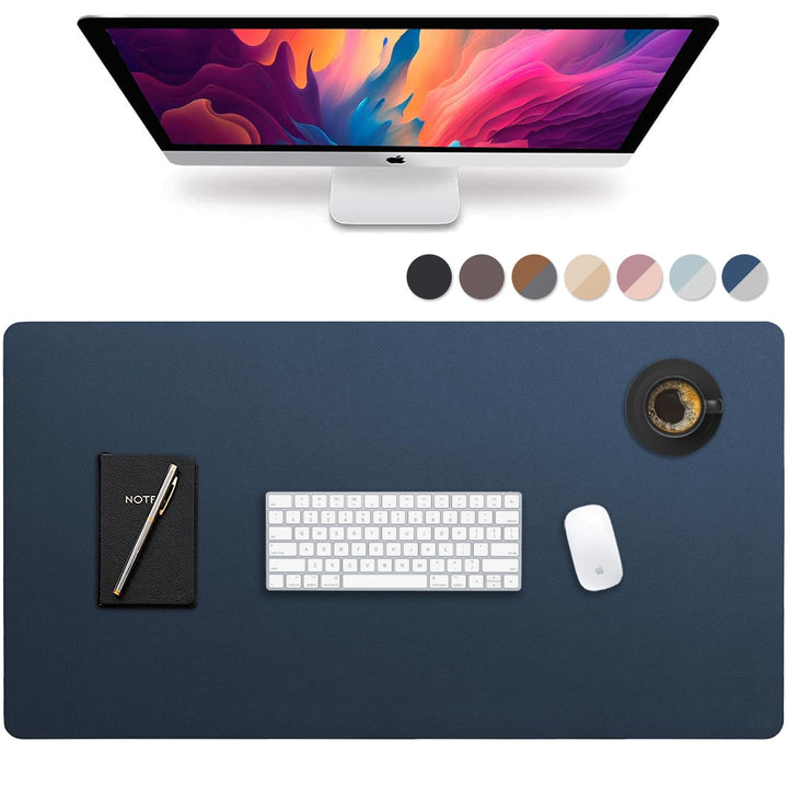 Leather Desk Pad 36"x20" – Dual-Sided Waterproof Mat, Black