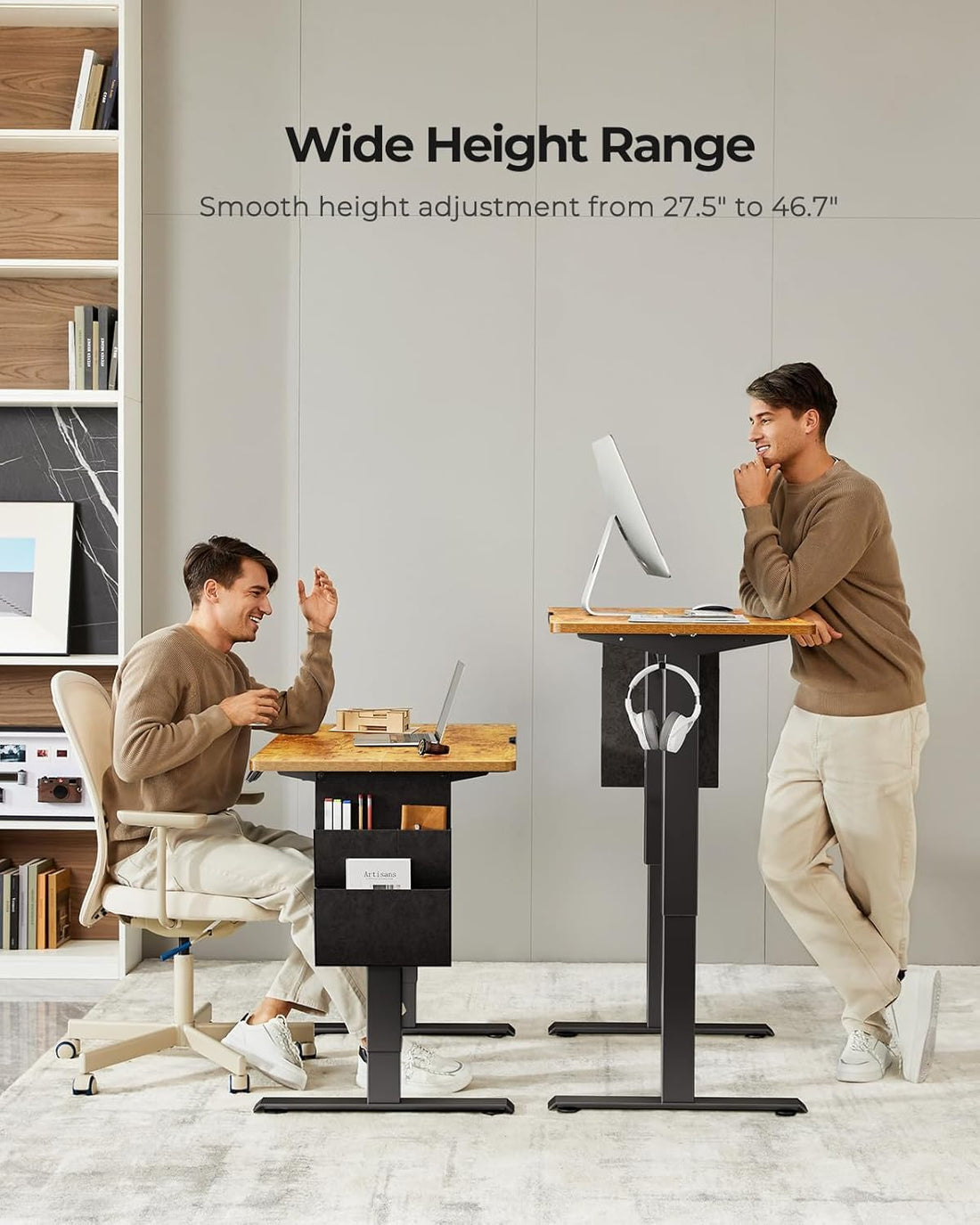 HUANUO 32" Electric Standing Desk, Light Walnut